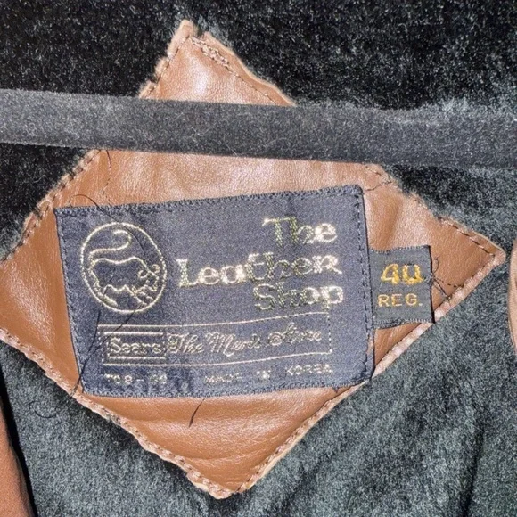 Vintage The Leather Shop Men’s Brown Genuine Leather Jacket 40 Long Coat Korea - Picture 4 of 6